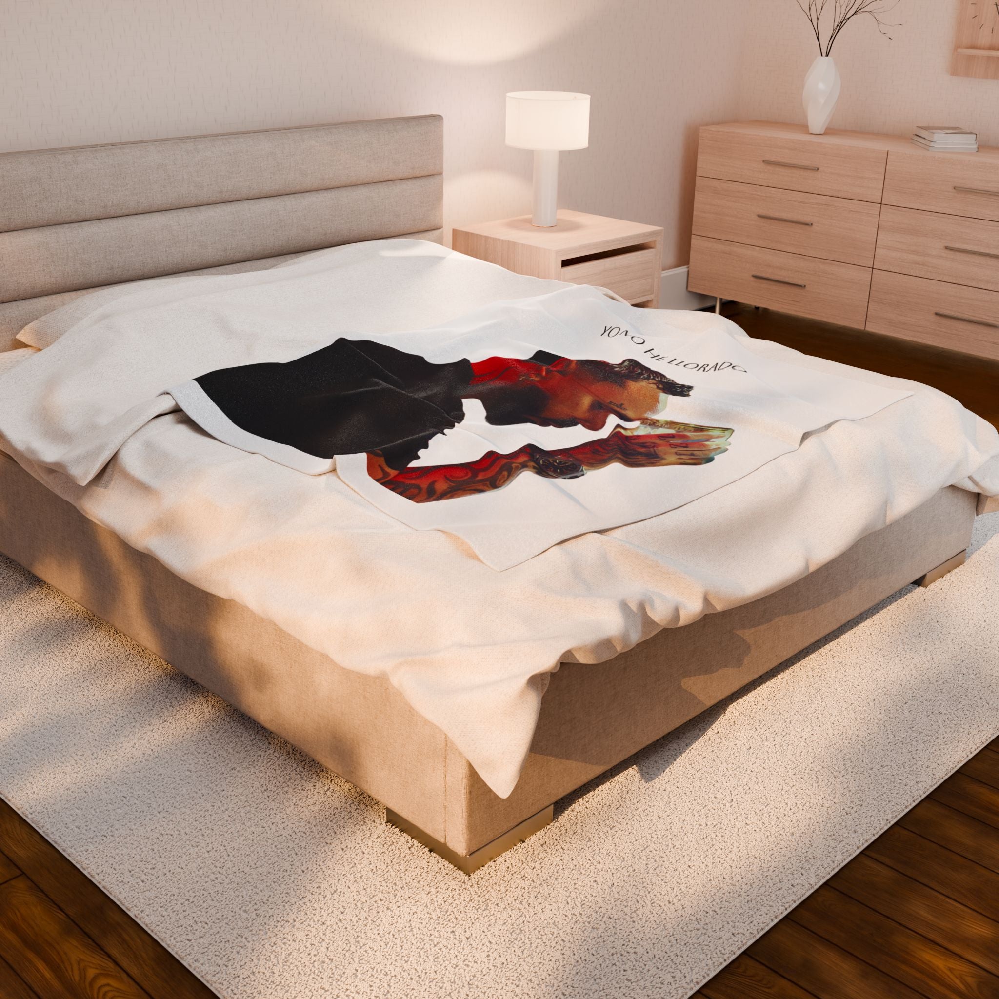 "Yo No He Llorado" Plush Blanket | Tattooed Man Pouring Drink Design